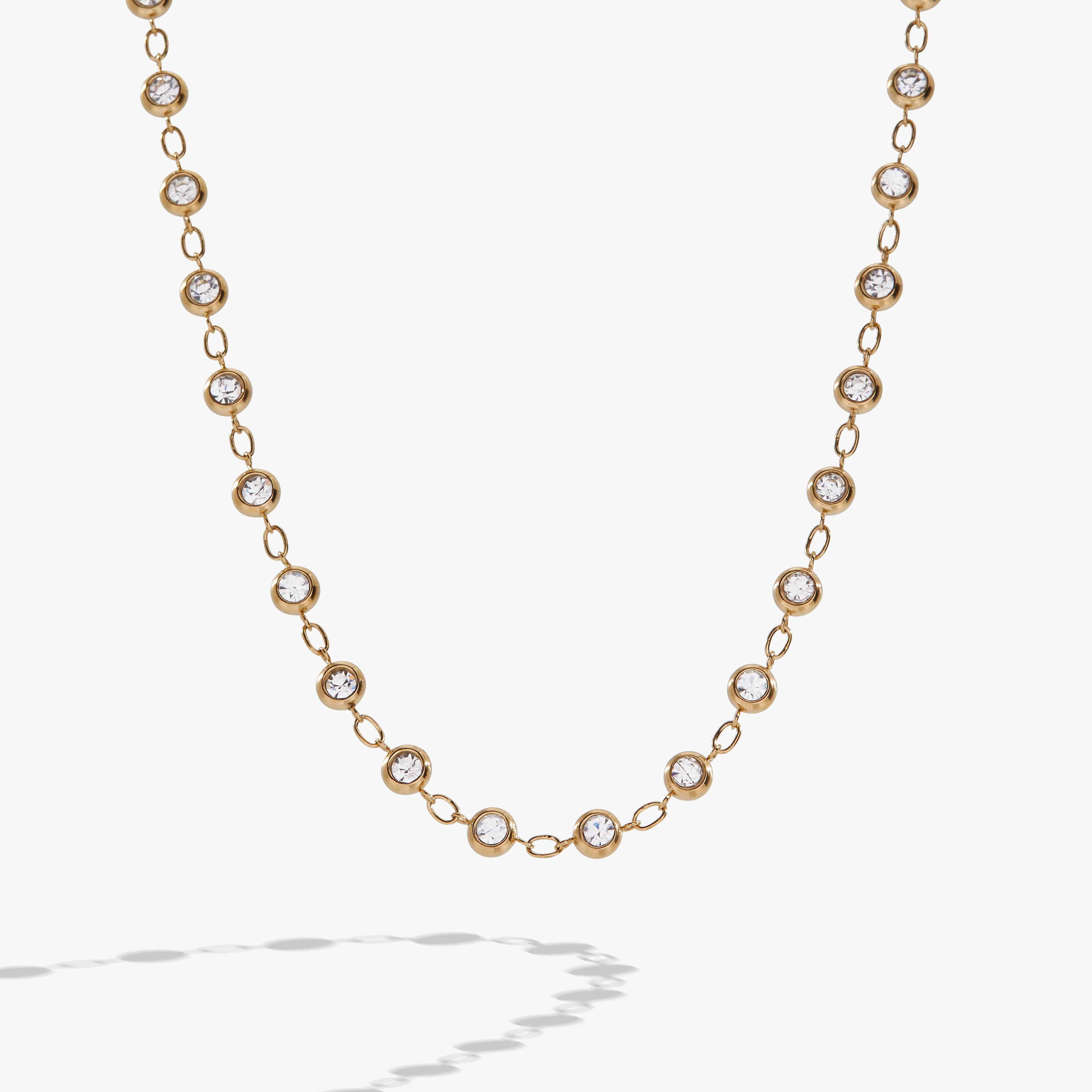 Crystal Pebble Chain Necklace
